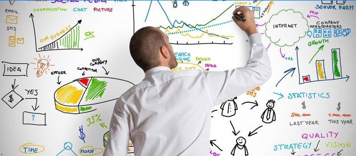 L'homme dessine un graphique