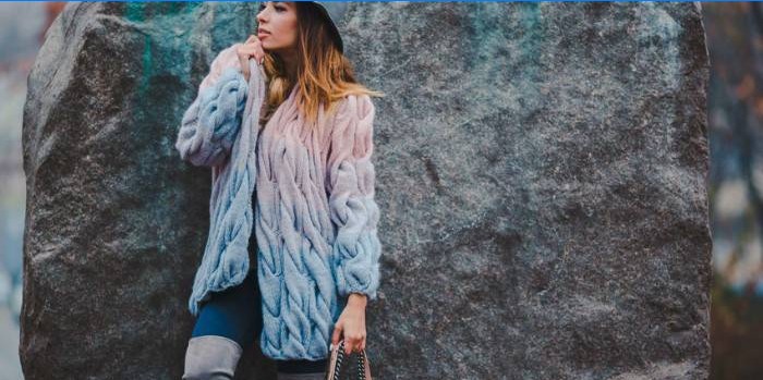 Cardigan Lalo grossier avec transition de couleur