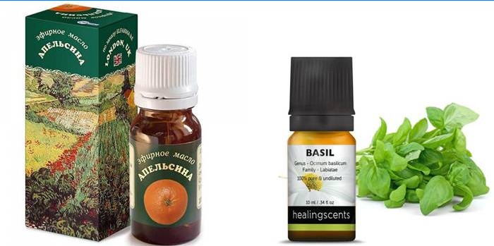 Huiles essentielles d'orange et de basilic