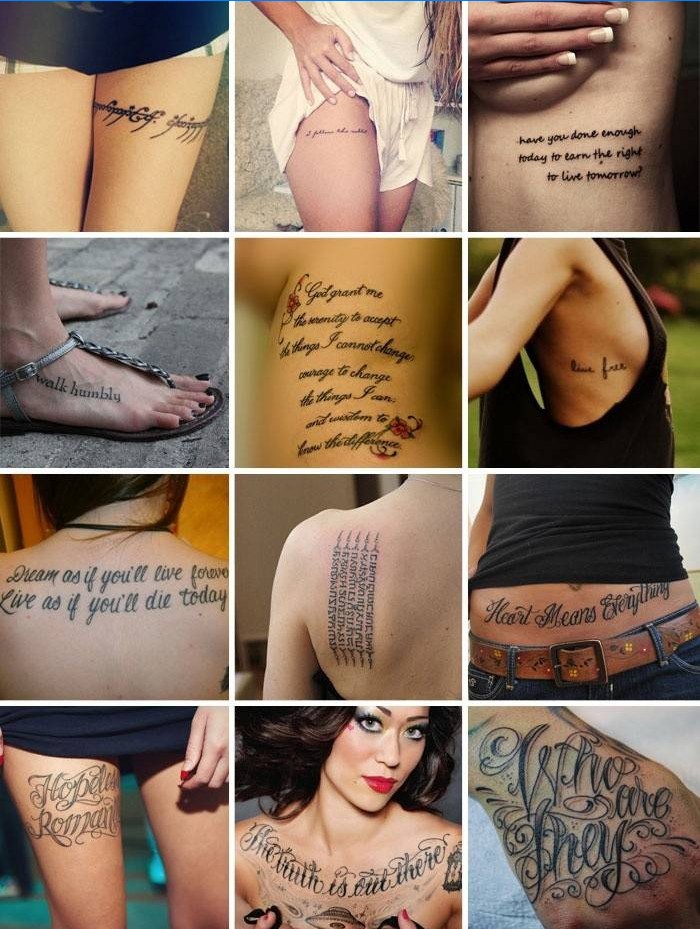 Tatouages ​​avec des inscriptions populaires