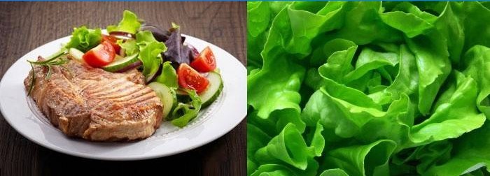 Légumes, salade et steak