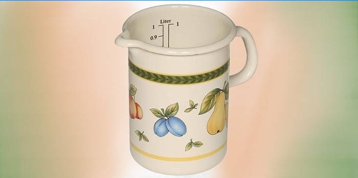 Pichet jaugé émaillé 1 L, Obstgarten RIESS