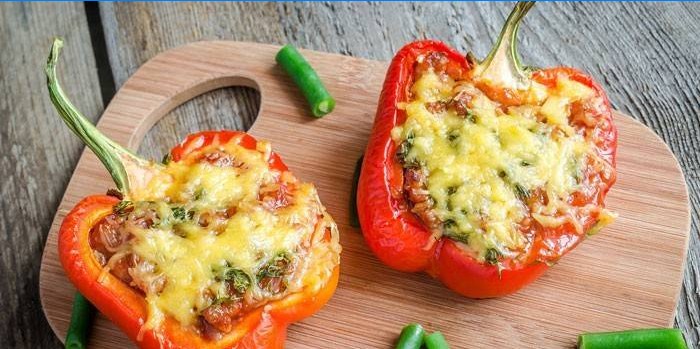 Moitiés de poivrons au four