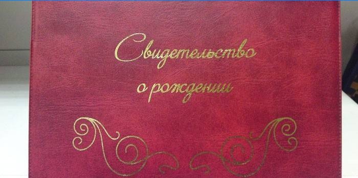 Couverture du certificat de naissance