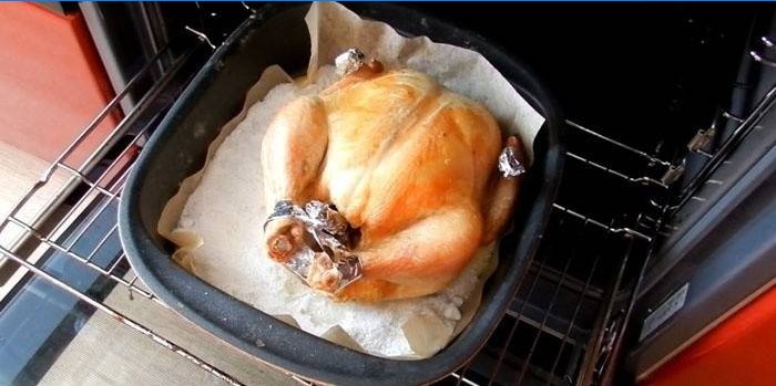 Carcasse de poulet sur un oreiller fait de couches