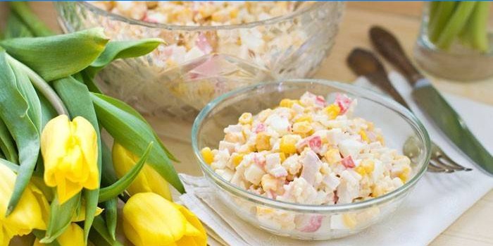 Salade de crabe et tulipes