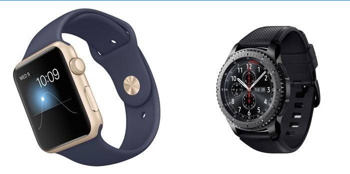 Apple Watch Sport 42 mm avec bracelet sport et Samsung Gear S3 Frontier