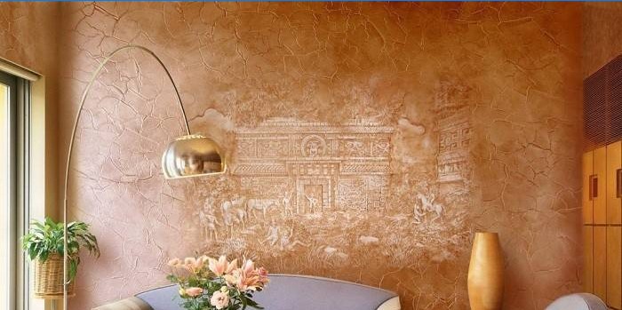 Enduit décoratif effet soie et peinture murale sur le mur