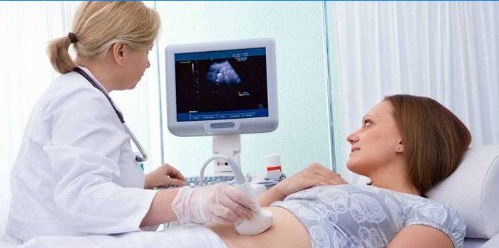 Femme enceinte faisant une échographie