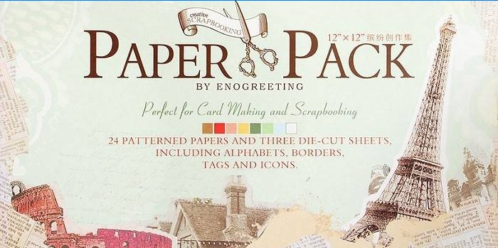 Ensemble de papier scrapbooking couleur avec cadres et icônes.