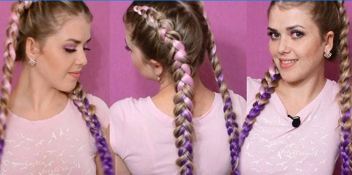 Fille avec de longues tresses classiques