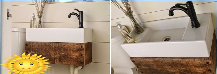 Dessous de verre et meubles de toilette faits maison dans la salle de bain