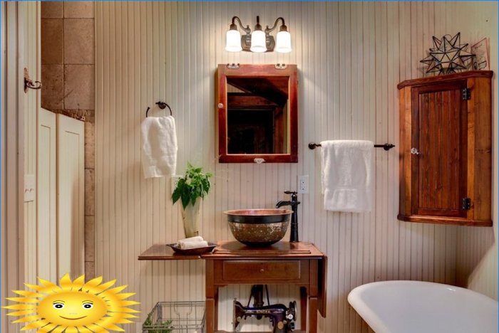 Dessous de verre et meubles de toilette faits maison dans la salle de bain