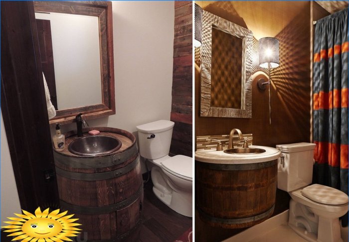 Dessous de verre et meubles de toilette faits maison dans la salle de bain