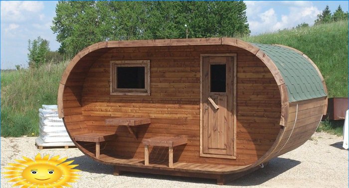 Saunas en tonneau: sélection de photos, conseils de construction, prix