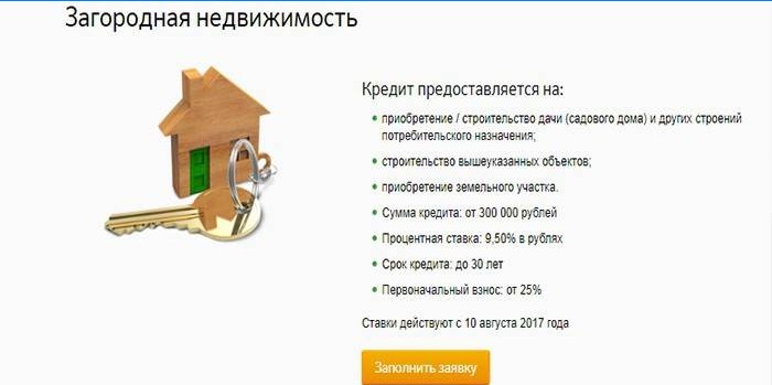 Conditions d'émission d'une hypothèque pour l'achat d'un bien immobilier de banlieue à Sberbank