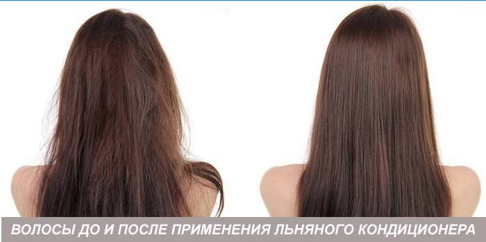 Cheveux avant et après l'application du revitalisant