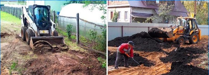 Niveler le site avec de la terre pour le jardin