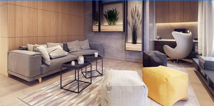 Poufs dans le hall