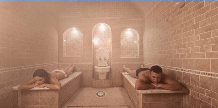 Homme femme, dans, hammam