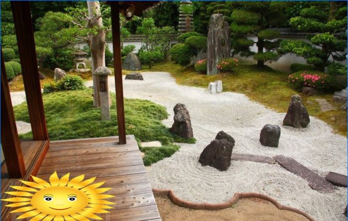 Jardin de rocaille japonais. Caractéristiques de l'appareil, de la philosophie et du style
