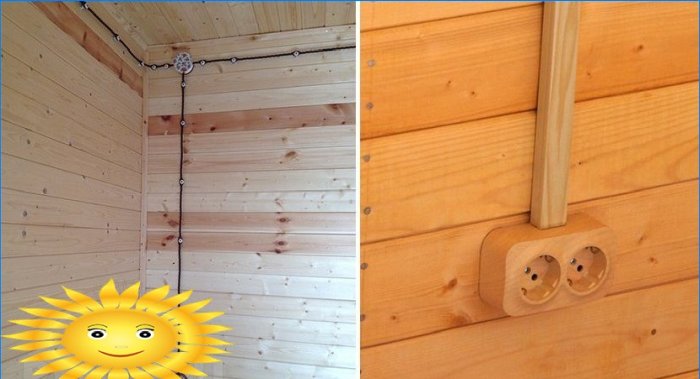 Câblage ouvert dans une maison en bois