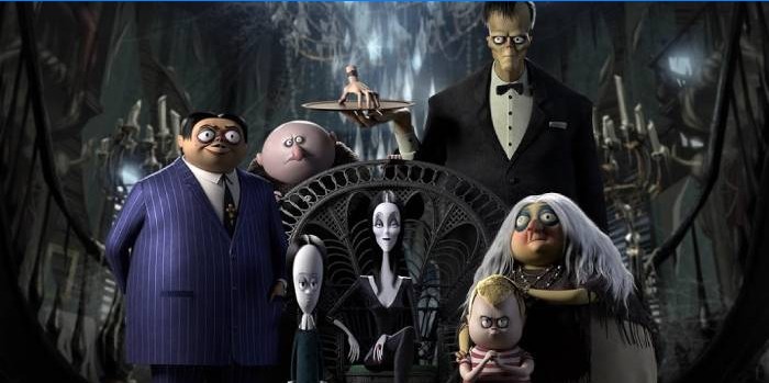Caricature de la famille Addams