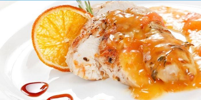 Poitrine de poulet avec sauce à l'orange