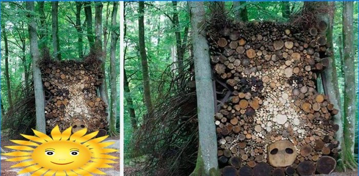 Empilement artistique de bois de chauffage