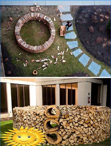 Tas de bois sous la forme d'un cercle