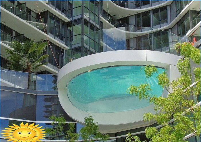 Piscines en porte-à-faux: caractéristiques, exemples de photos