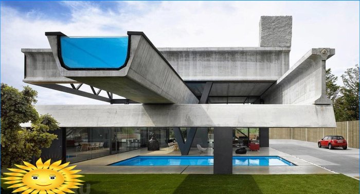 Piscines en porte-à-faux: caractéristiques, exemples de photos