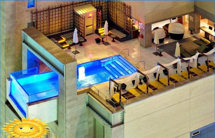 Piscines en porte-à-faux: caractéristiques, exemples de photos