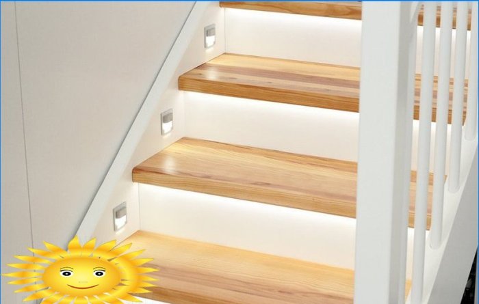 Éclairage des escaliers dans la maison: comment faire un éclairage automatique des marches