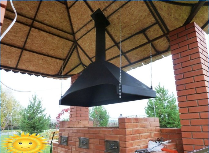 Parapluie d'échappement pour le barbecue: caractéristiques, comment le faire vous-même