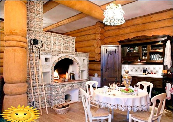 Poêle russe à l'intérieur d'une maison moderne