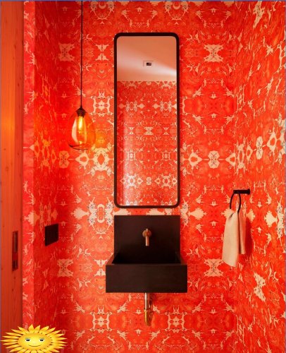 Salle de bain dans les tons rouges: sélection de photos