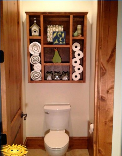 Systèmes de rangement au-dessus des toilettes: exemples de photos