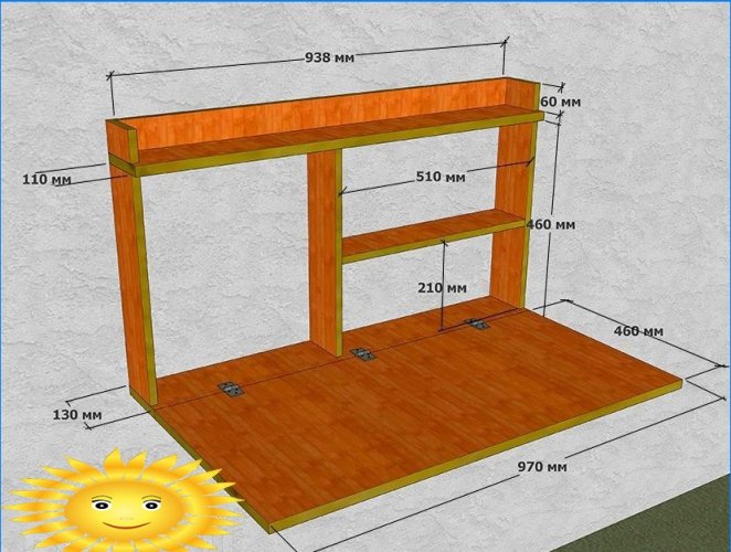 Table de cuisine pliante bricolage: dessins et schémas