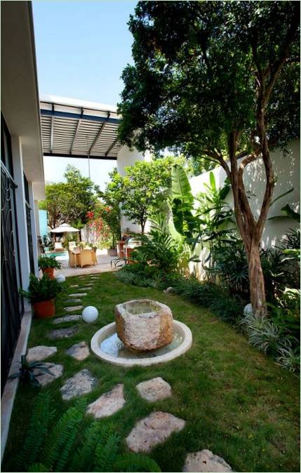 Patio d'une maison de campagne au Mexique