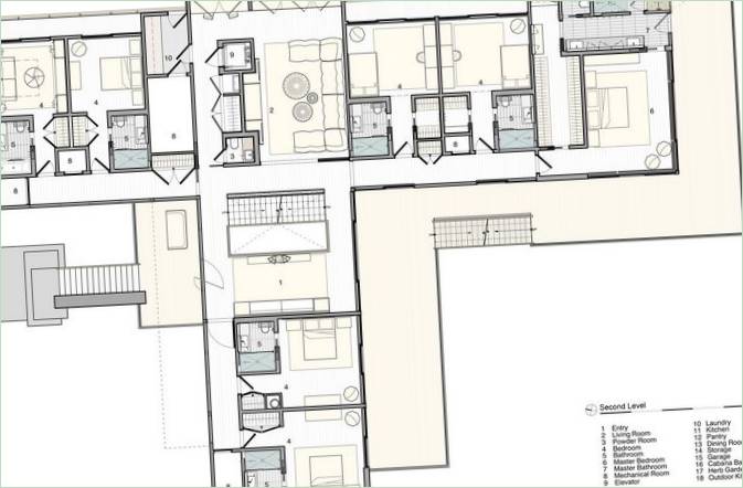 Une villa chic au bord de l'océan : plan de la maison 2