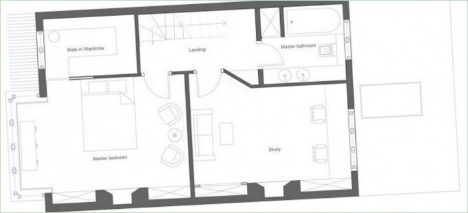 Maison en noir, plan du premier étage de Londres