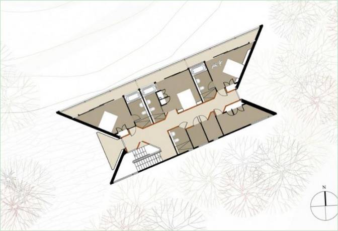 L'intérieur de la cabane contemporaine Cloudy Bay Shack en Nouvelle-Zélande