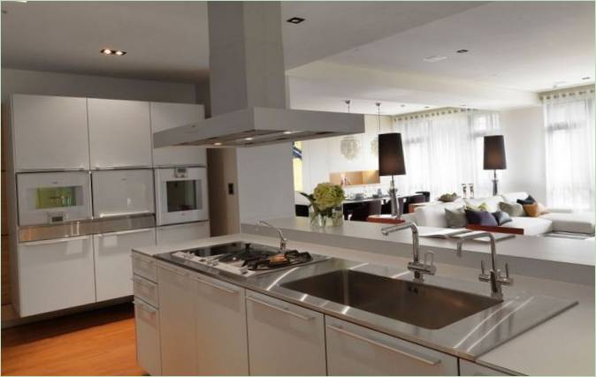 Intérieur minimaliste dans une cuisine spacieuse