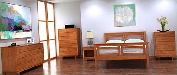 Chambre à coucher avec meubles en bois