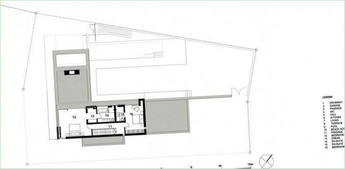 Plans d'étage pour une villa contemporaine sur la plage de Vame, Afrique du Sud