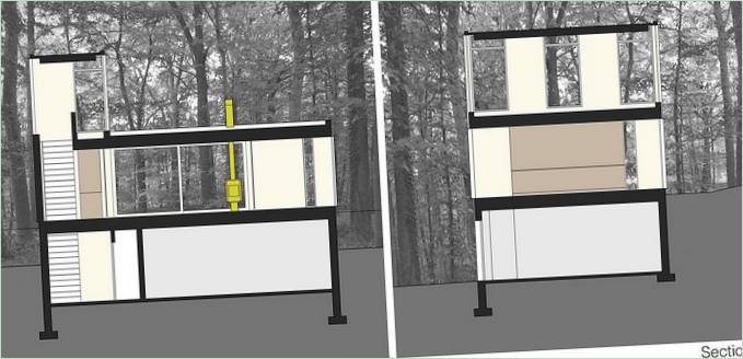 Plans d'une maison sur une colline