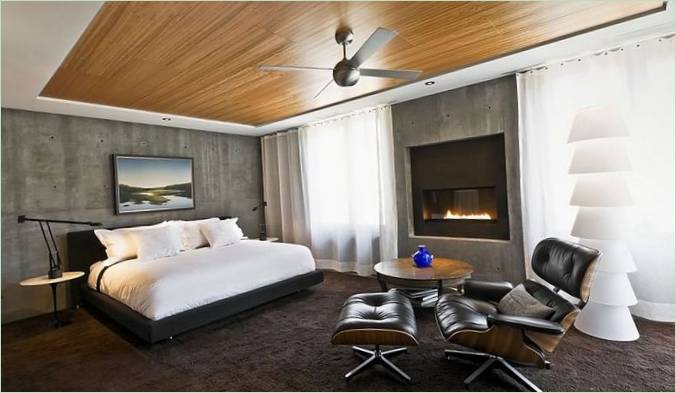 La chambre à coucher d'une maison de campagne moderne en Californie
