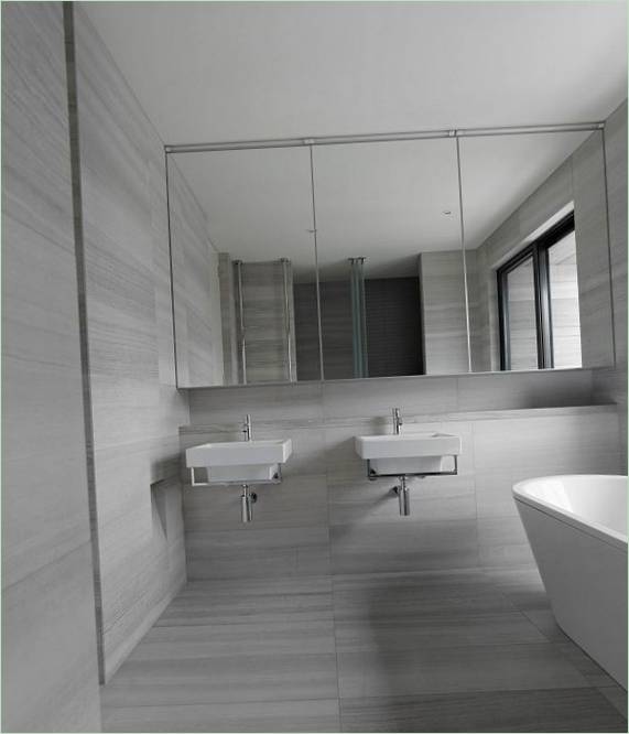 Aussie House Melbourne : salle de bains dans les tons gris