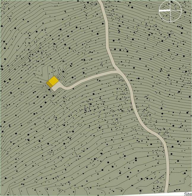 Les plans d'une maison sur une colline